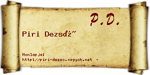 Piri Dezső névjegykártya